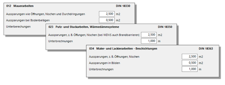 HasenbeinPlus Beispiele hinterlegte VOB Werte