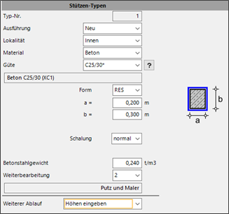 HasenbeinPlus Stützen Screenshot Eingabe Betonstütze