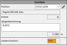 HasenbeinPlus Drainage Sonstiges Screenshot Eingabemaske