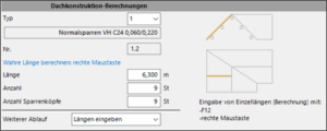 HasenbeinPlus Zimmer Dachkonstruktion Screenshot Längeneingabe