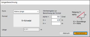 HasenbeinPlus Zimmer Dachkonstruktion Screenshot Berechnung der wahren Länge