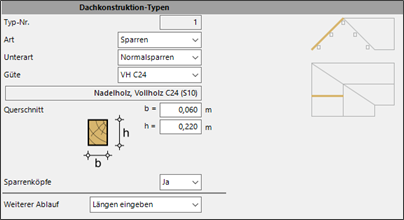 HasenbeinPlus Zimmerer Dachkonstruktion Screenshot Eingabemaske