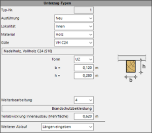 HasenbeinPlus Unterzüge Screenshot Eingabe Holzbalken