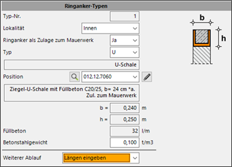 HasenbeinPlus Ringanker aus U-Schale Screenshot Eingabemaske