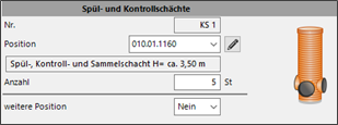 HasenbeinPlus Spülschacht Kontrollschacht Screenshot Eingabemaske